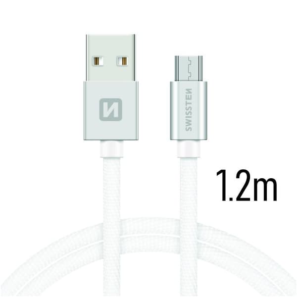 Swissten Datový Kabel Textile Usb / Micro Usb 1,2 M Stříbrný