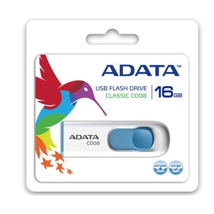 MEMORY DRIVE FLASH USB2 16GB/WH/BLUE AC008-16G-RWE A-DATA Blå, Hvid