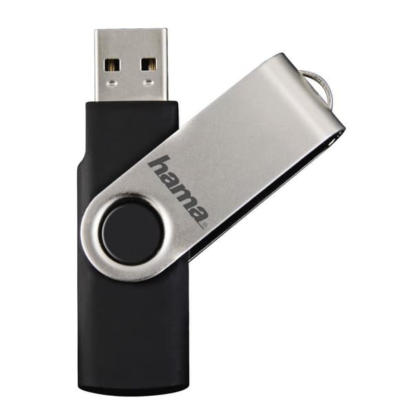 USB Flash Drive "Rotate", 64 GB, HAMA-104302 Svart, Silver