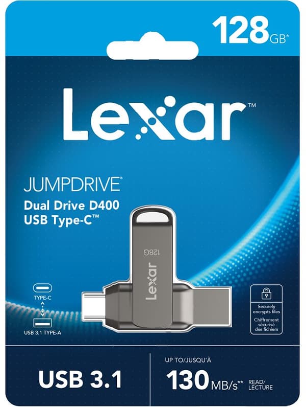 MEMORY DRIVE FLASH USB3.1 128G/D400 LJDD400128G-BNQNG LEXAR