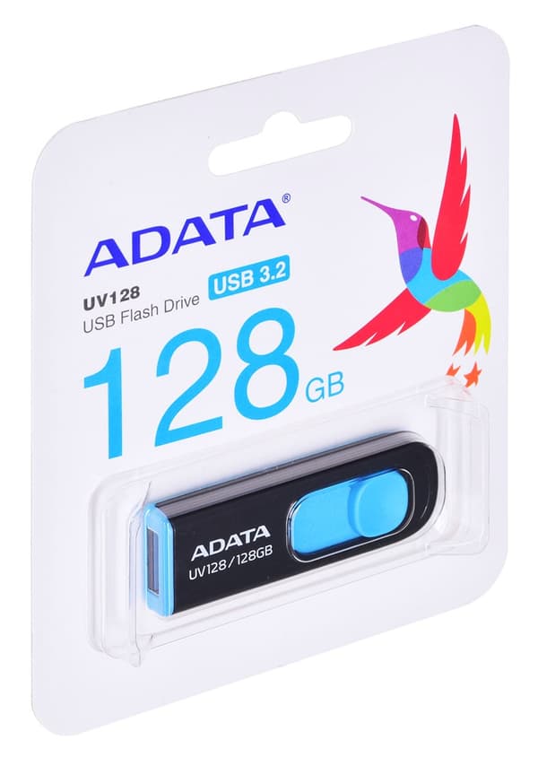 ADATA DashDrive UV128 128GB USB-minne USB Type-A 3.2 Gen 1 (3.1 Gen 1) Svart, Blå