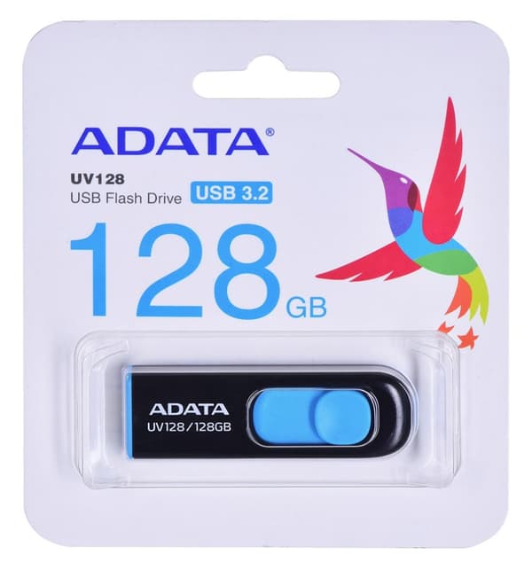 ADATA DashDrive UV128 128GB USB-minne USB Type-A 3.2 Gen 1 (3.1 Gen 1) Svart, Blå Svart, Blå