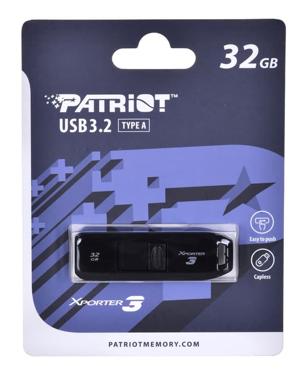 PARTIOT FLASHDRIVE Xporter 3 32GB Type A USB 3.2 musta