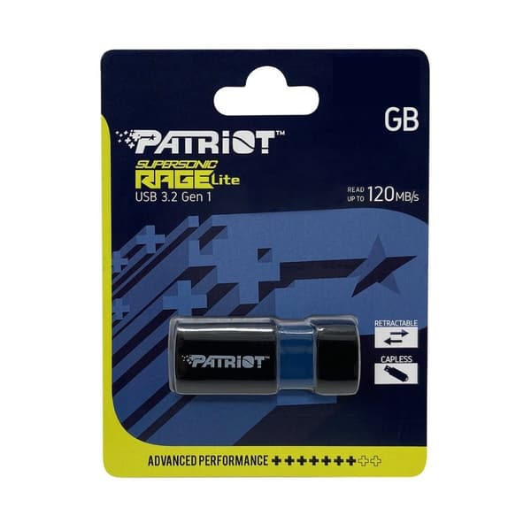 Patriot-muisti Supersonic Rage Lite USB-muistitikku 64 Gt USB Type-A 3.2 Gen 1 (3.1 Gen 1) Musta, B