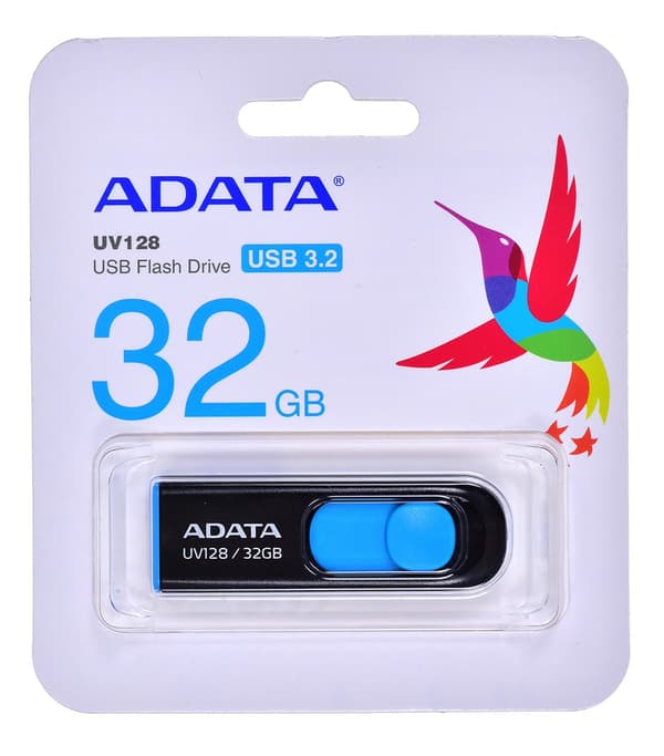 ADATA DashDrive UV128 32GB USB-minne USB Type-A 3.2 Gen 1 (3.1 Gen 1) Svart, Blå