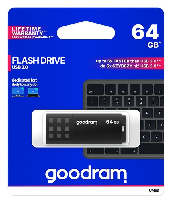 Goodram UME3 USB-minne 64 GB USB Type-A 3.0 (3.1 Gen 1) Svart