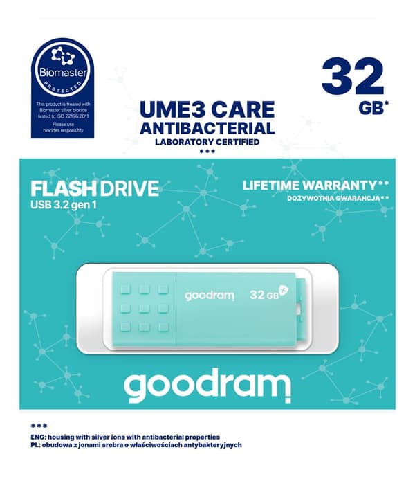 Goodram UME3 USB-muistitikku 32 Gt USB Type-A 3.2 Gen 1 (3.1 Gen 1) Turquoise