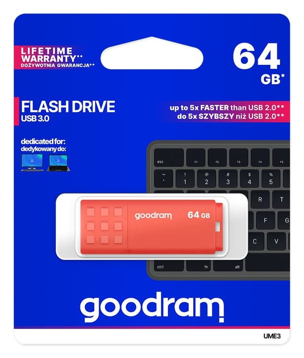 Goodram UME3-0640O0R11 USB-minne 64 GB USB Typ-A 3.2 Gen 1 (3.1 Gen 1) Orange