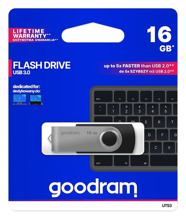 Goodram UTS3 USB-minne 16 GB USB Type-A 3.2 Gen 1 (3.1 Gen 1) Svart