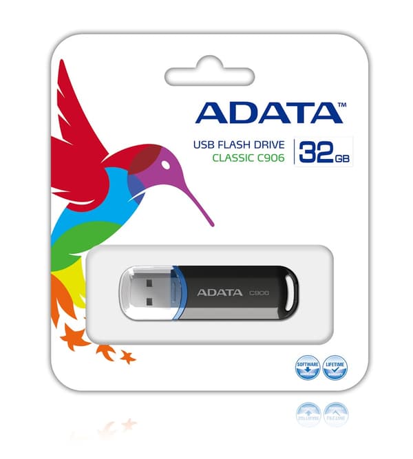 ADATA 32 Gt C906 USB-muistitikku USB Type-A 2.0 Musta