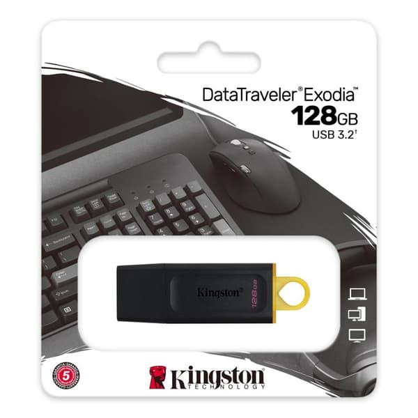 Kingston Technology DataTraveler Exodia USB-minne 128 GB USB Typ-A 3.2 Gen 1 (3.1 Gen 1) Bla