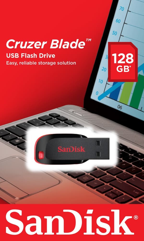 SanDisk Cruzer Blade USB-muistitikku 128 Gt USB Type-A 2.0 musta, punainen
