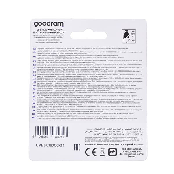 Goodram UME3-0160O0R1 USB-muistitikku 16 Gt USB Type-A 3.2 Gen 1 (3.1 Gen 1) Oranssi