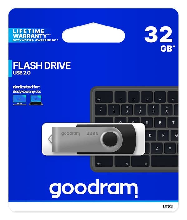 Goodram UTS2 USB-minne 32 GB USB Type-A 2.0 Svart,Silver