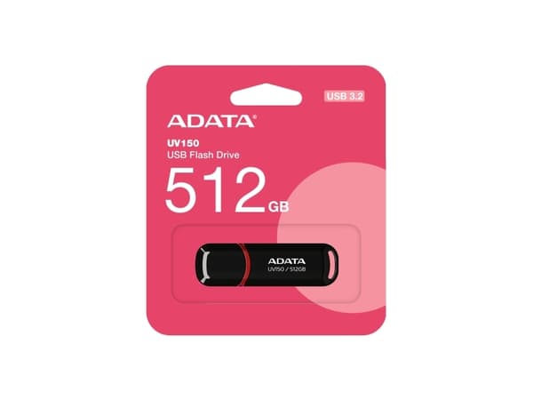 ADATA DashDrive UV150 - USB flash-enhet - 512 GB - USB 3.2 Gen 1 - svart