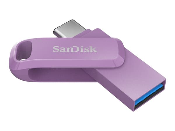 SanDisk Ultra Dual Drive Go - USB-flashstasjon - 256 GB - USB 3.2 Gen 1 / USB-C - lavendel Lavender