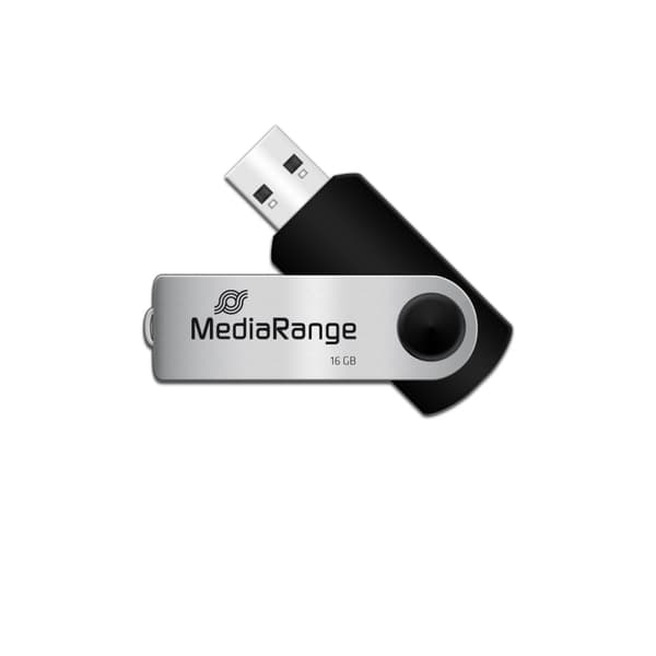 MEMORY DRIVE FLASH USB2 16GB/MR910 MEDIARANGE Sort, Sølv
