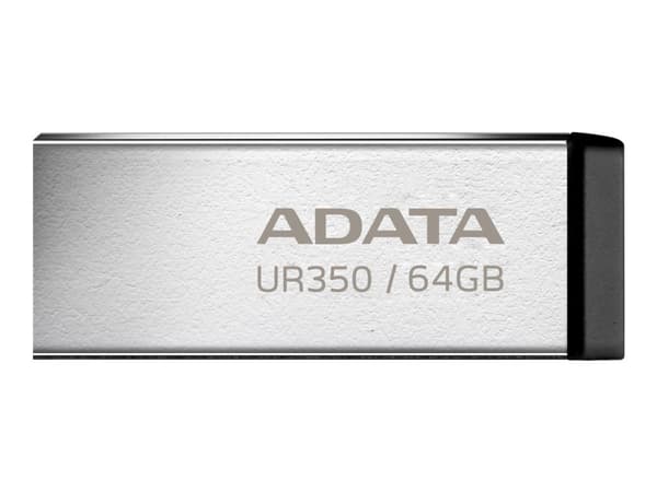 ADATA UR350 - USB-flashstasjon - 64 GB - USB 3.2 Gen 1 - svart, nikkel Sort