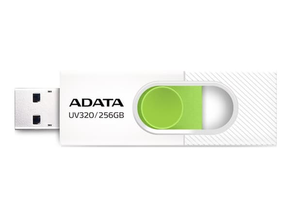 ADATA UV320 - USB-flashstasjon - 256 GB - USB 3.2 Gen 1 - hvit/grønn Grønn, Hvit