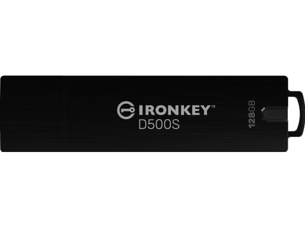 Kingston Technology IronKey D500S, 128 GB, USB A-tyyppi, 3.2 Gen 1 (3.1 Gen 1), 260 MB/s, Suojus, Musta