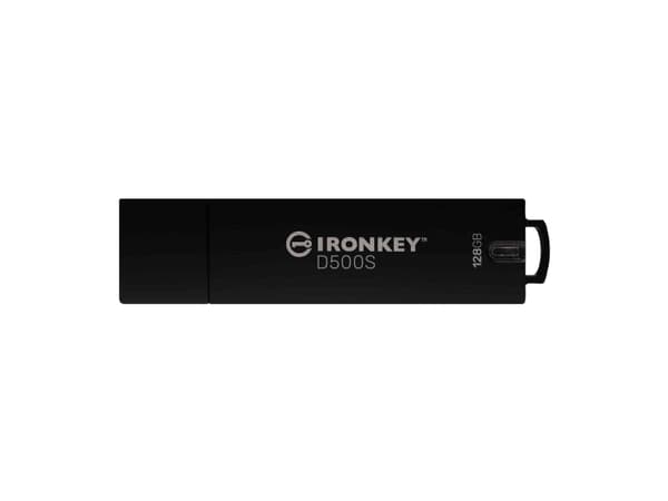 Kingston Technology IronKey D500S, 128 GB, USB A-tyyppi, 3.2 Gen 1 (3.1 Gen 1), 260 MB/s, Suojus, Musta