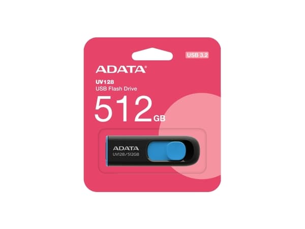 ADATA UV128 - USB flash-enhet - 512 GB - USB 3.2 Gen 1 - svart & blå
