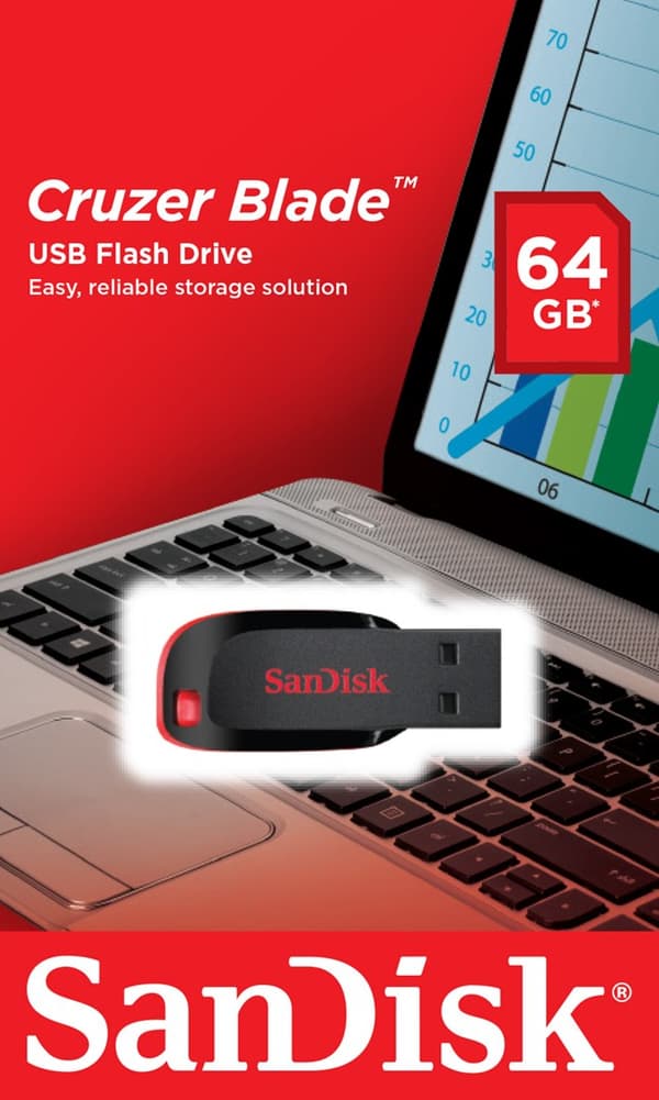 SanDisk Cruzer Blade USB-muistitikku 64 Gt USB Type-A 2.0 musta, punainen
