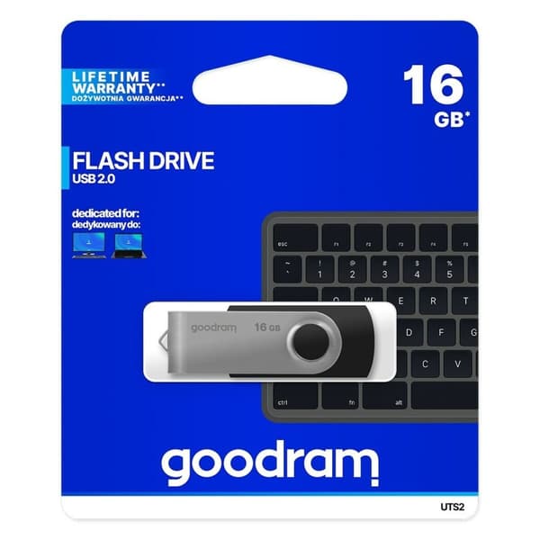 USB-minne GoodRam UTS2 Svart Silvrig 16 GB 5 MB/s-20 MB/s (1 antal)