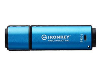 Kingston IronKey Vault Privacy 50C IKVP50C - USB-flashstasjon - kryptert - 512 GB - USB 3.2 Gen 1 - TAA-samsvar Sort, Blå