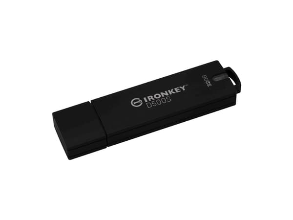 Kingston Technology IronKey D500S, 32 GB, USB A-tyyppi, 3.2 Gen 1 (3.1 Gen 1), 260 MB/s, Suojus, Musta