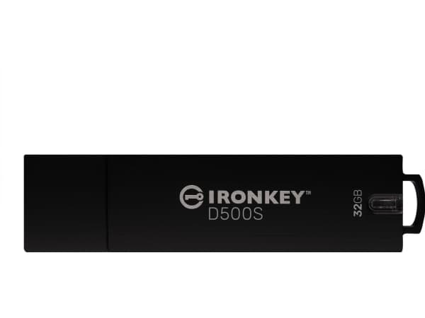Kingston Technology IronKey D500S, 32 GB, USB A-tyyppi, 3.2 Gen 1 (3.1 Gen 1), 260 MB/s, Suojus, Musta