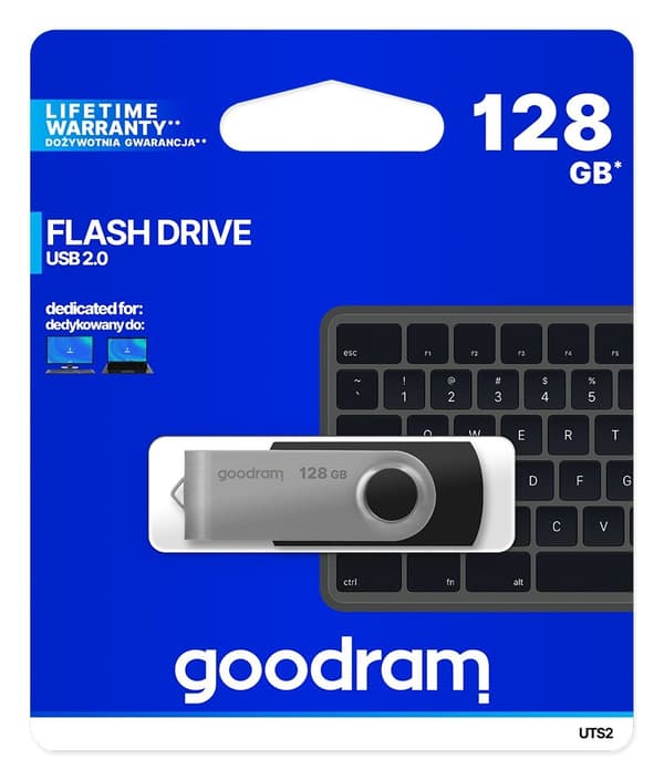 Goodram UTS2-1280K0R11 USB-minne 128 GB USB Type-A 2.0 Svart, Silver