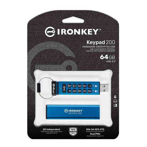Kingston Pendrive Ironkey Keypad 200 64gb Blå