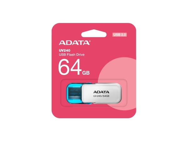 ADATA UV240 - USB flash-enhet - 64 GB - USB 2.0 - vit