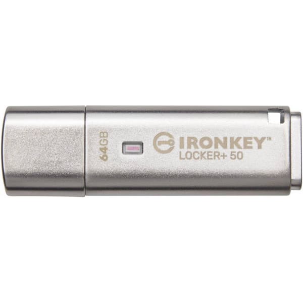 Kingston IronKey Locker+ 50 64 GB USB 3.2 Gen 1 -muistitikku salauksella