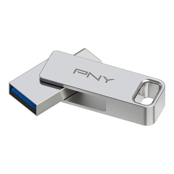 USB-nyckel - PNY - OTG USB 3.2 128GB - USB C &amp; USB A - Silvermetall