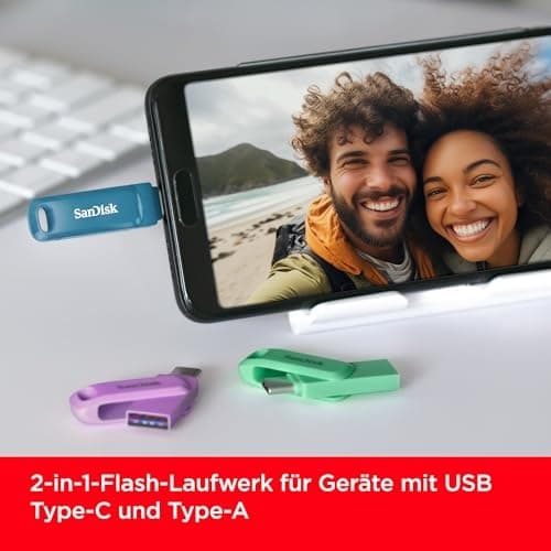 SanDisk Ultra Dual Drive Go - USB-minne - 256 GB - USB 3.2 Gen 1 / USB-C - Navagio Bay (SDDDC3-256G-G46NBB)