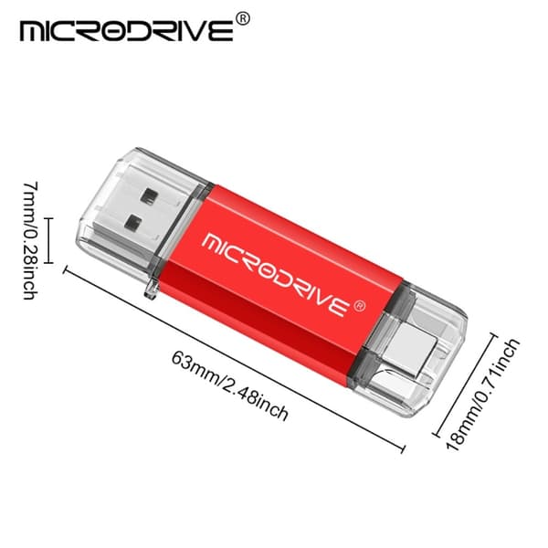 MICRODRIVE 128 GB USB-minnepinne 2in1 USB-A+USB-C Flash-stasjon