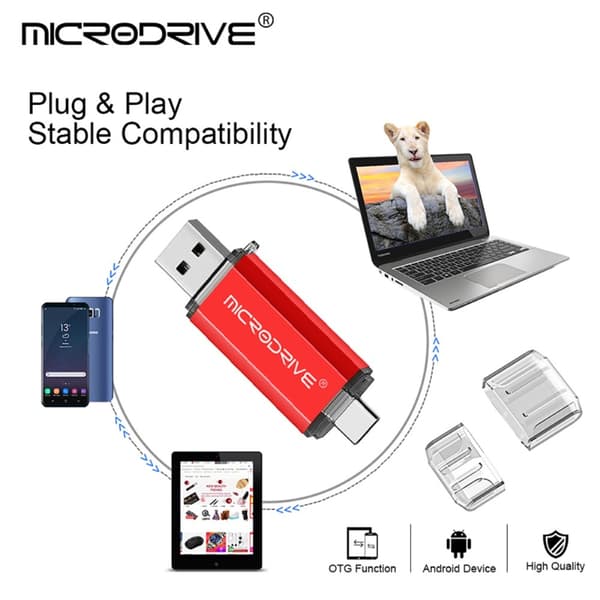 MICRODRIVE 128 GB USB-minnepinne 2in1 USB-A+USB-C Flash-stasjon