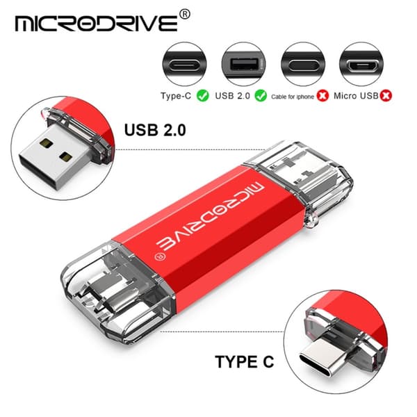 MICRODRIVE 128 GB USB-minnepinne 2in1 USB-A+USB-C Flash-stasjon