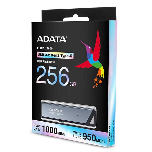 A-data Pendrive Elite Ue800 256gb Usb-c 3.2 Gen2 Sølv