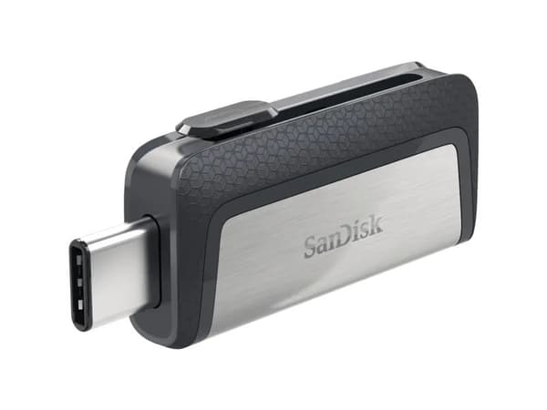 SanDisk Ultra Dual - USB-flashstasjon - 32 GB - USB 3.1 / USB-C Sort, Sølv