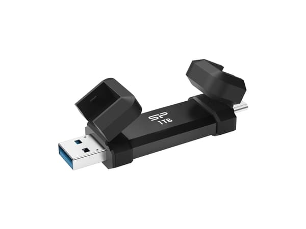 Silicon Power DS72, 1 TB, USB Type-A / USB Type-C, 3.2 Gen 2 (3.1 Gen 2), 1050 MB/s, Cap, Black