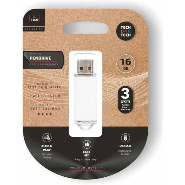 USB-minne Tech One Tech Basic Vit 16 GB Vit