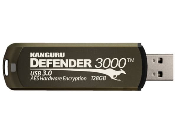 Kanguru Encrypted Defender 3000 - USB-flashstasjon - kryptert - 128 GB - USB 3.2 Gen 1 - FIPS 140-2 Level 3 - TAA-samsvar