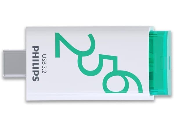 Philips USB 3.2 256GB Click Series Gen 1 USB-C, 256 GB, USB Type-A, 3.2 Gen 1 (3.1 Gen 1), Andra, Vit