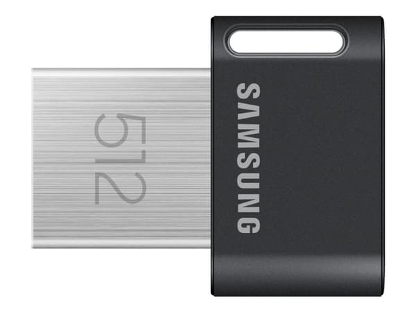 Samsung FIT Plus MUF-512AB - USB-flashstasjon - 512 GB - USB 3.2 Gen 1 - svart Sort, Rustfritt stål