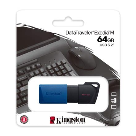 Kingston | USB 3.2 -muistitikku | DataTraveler Exodia M | 64 Gt | USB 3.2 | Musta sininen