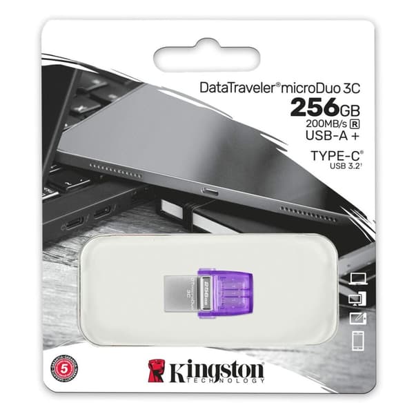 USB-tikku Kingston microDuo 3C Violetti Teräs 256 GB (1 osaa)