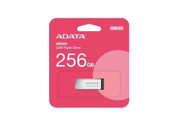 ADATA UR350, 256 GB, USB Type-A, 3.2 Gen 1 (3.1 Gen 1), 100 MB/s, Utan skyddshatt, Svart, Silver